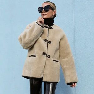 NWT Mango Appliqués Faux-Fur Coat XL